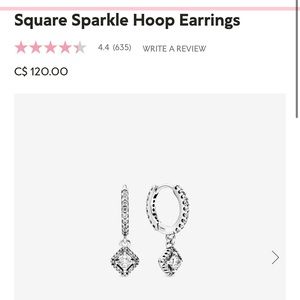 Pandora Square Sparkle Hoop Earrings